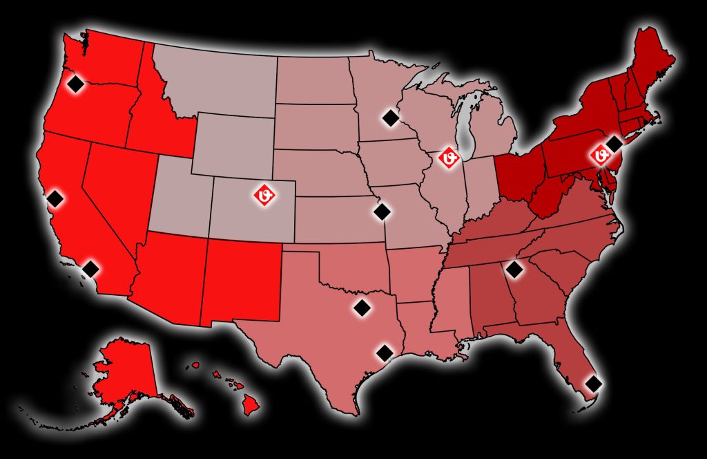 OCM map of nationwide support locations